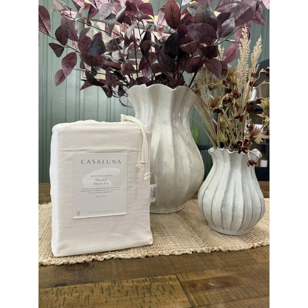 California King 400 Thread Count Rayon from Bamboo Sheet Set Natural NEW